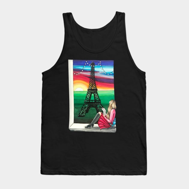 Love letter with a view of the Eiffel Tower Tank Top by Lady Lilac